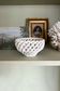 Small vintage white woven ceramic basket