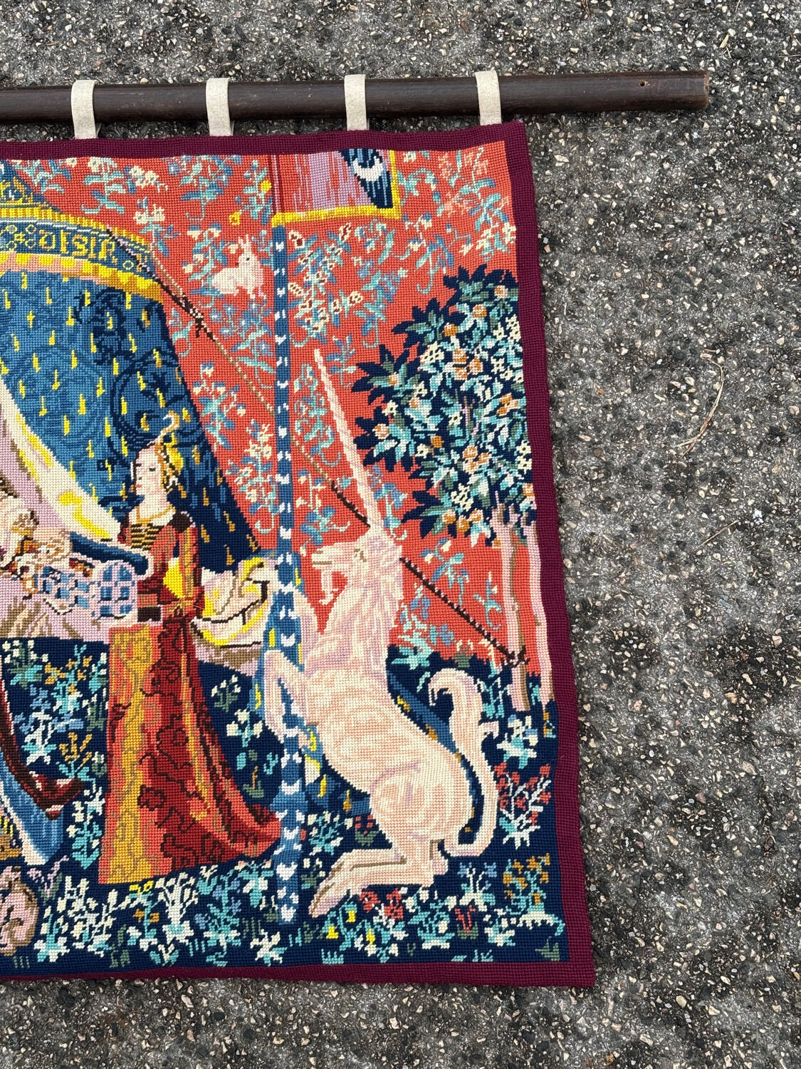 Ancient wool tapestry "The Lady and the Unicorn"