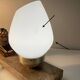 Art Deco lamp with marble, opaline globe & lion sculpture in spelter