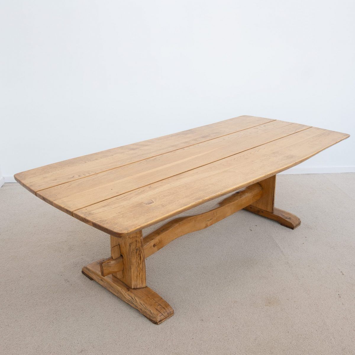 Solid oak dining table - 20th century French design