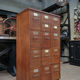 Office furniture has oak drawers 1950 brass handles and label holders