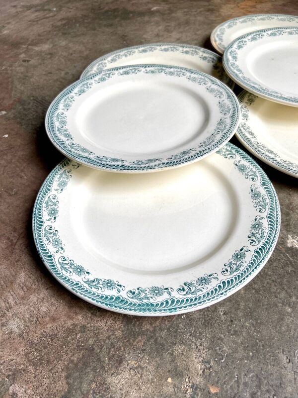 6 assiettes plates Salins en terre de fer, service ''Moustiers
