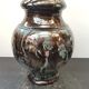 Old Vintage Glossy Varnished Brown & Blue Ceramic Vase