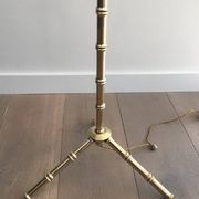 Floor lamp in faux-bamboo style, made of bronze and brass by Jacques Adnet