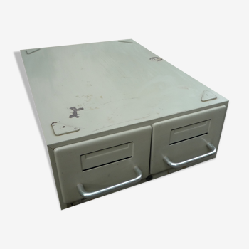 Two-drawer metal, industrial, vintage 70s box