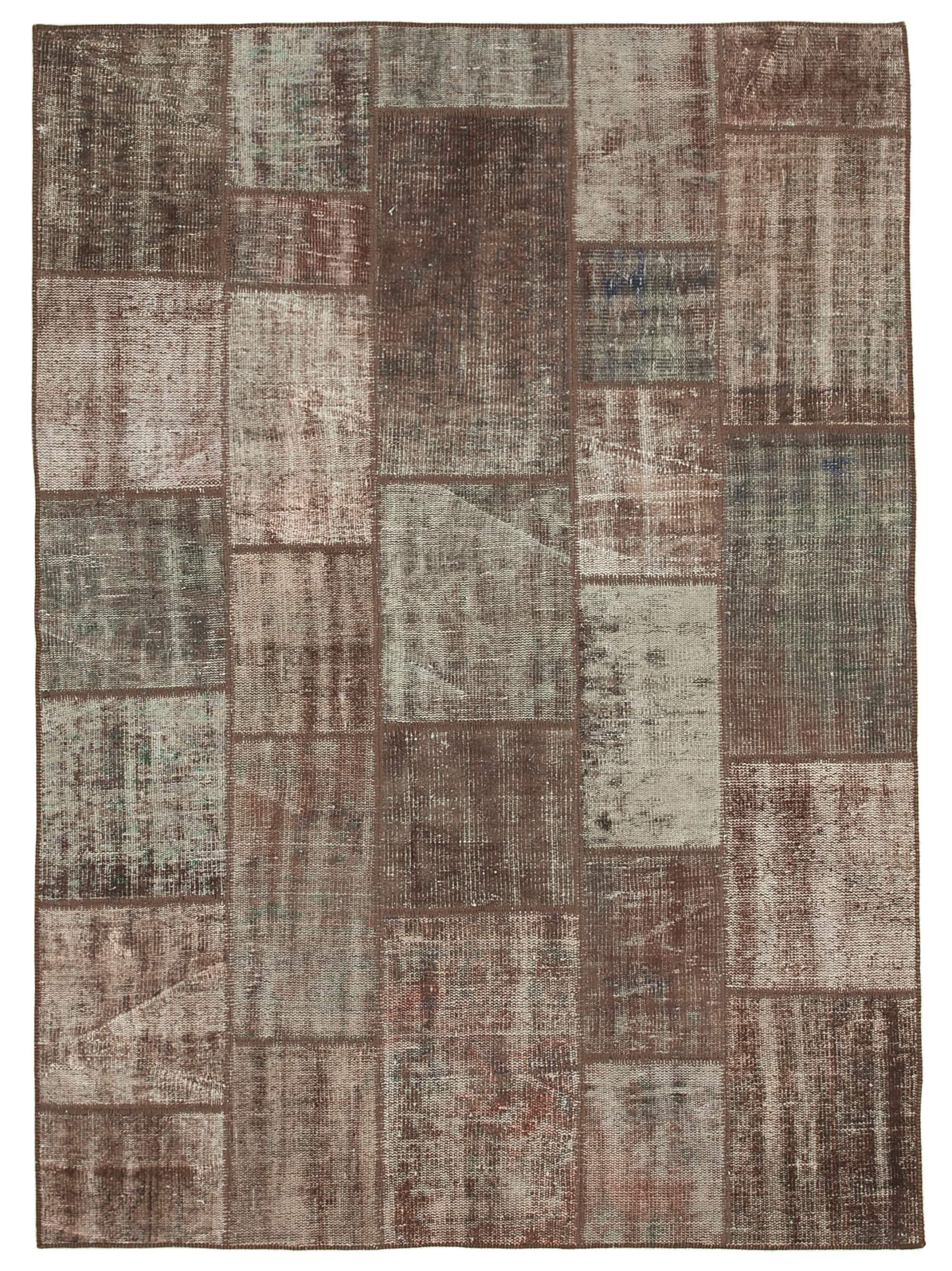 Handwoven Oriental Vintage 172 cm x 237 cm Brown Patchwork Carpet