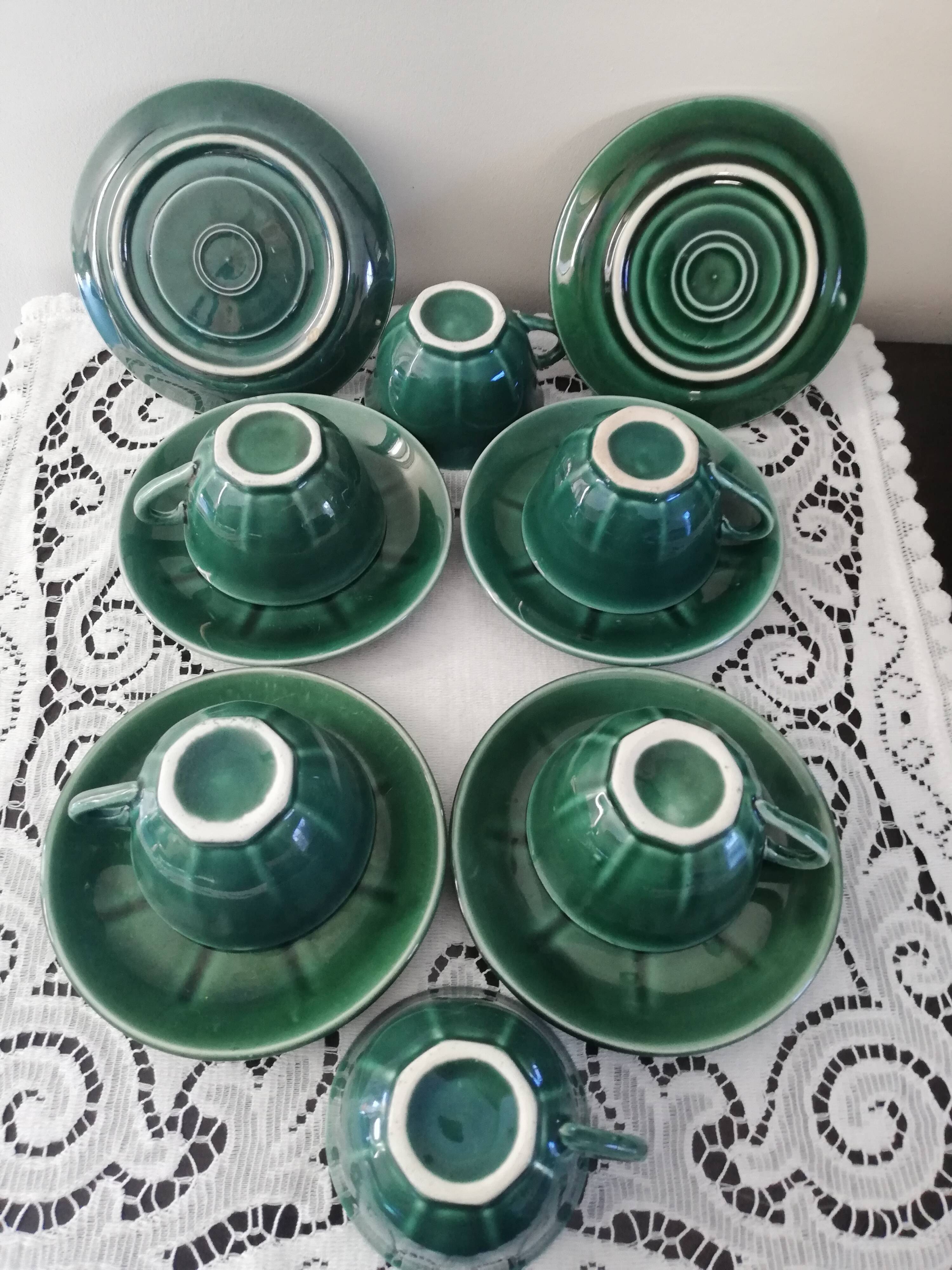 Service of 6 cups and saucers 50s