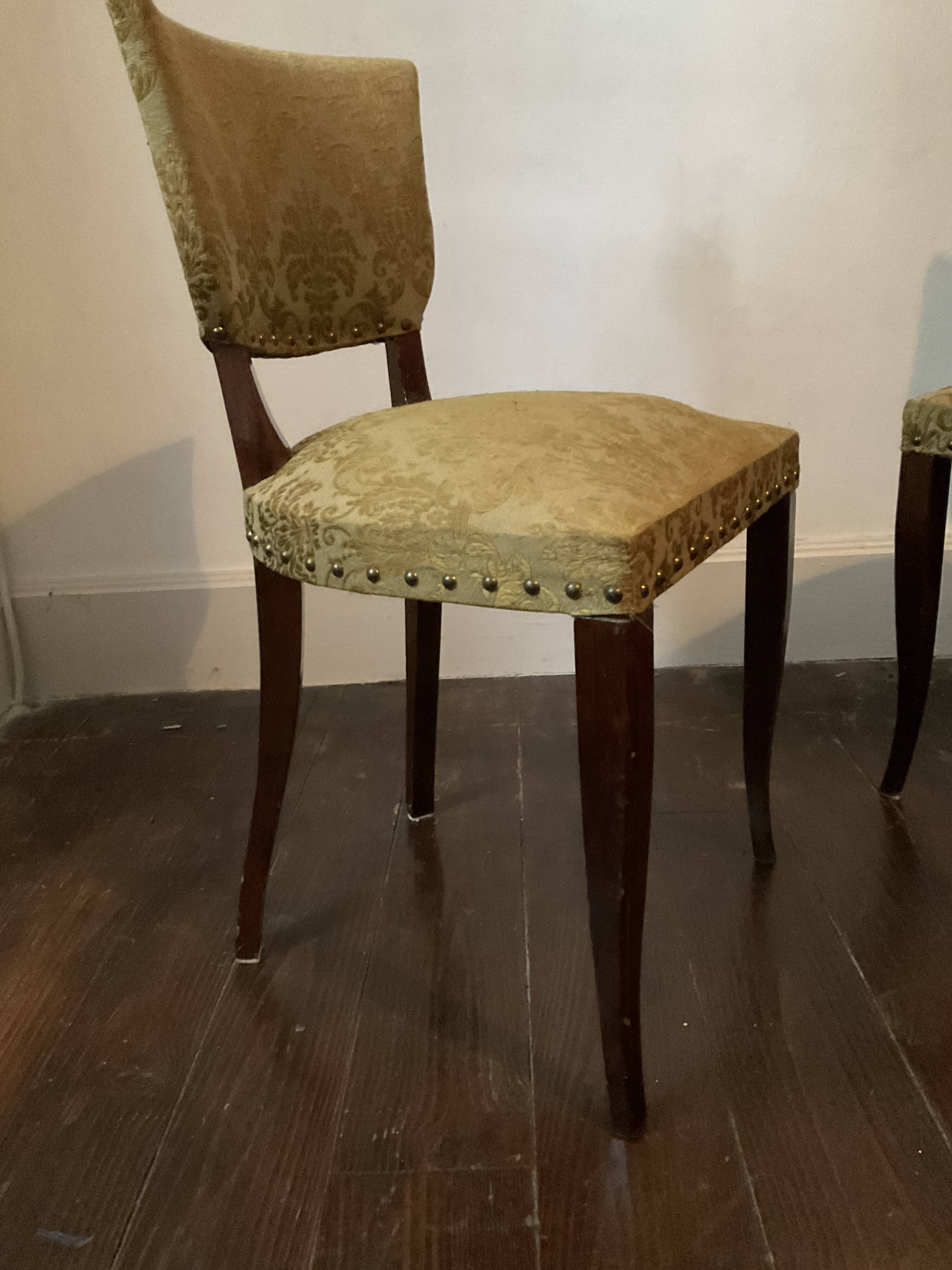 Pair of 60s bridge style velvet chairs