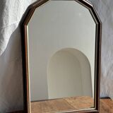 Petit miroir arrondi, cadre en bois, encadrement doré H49,5