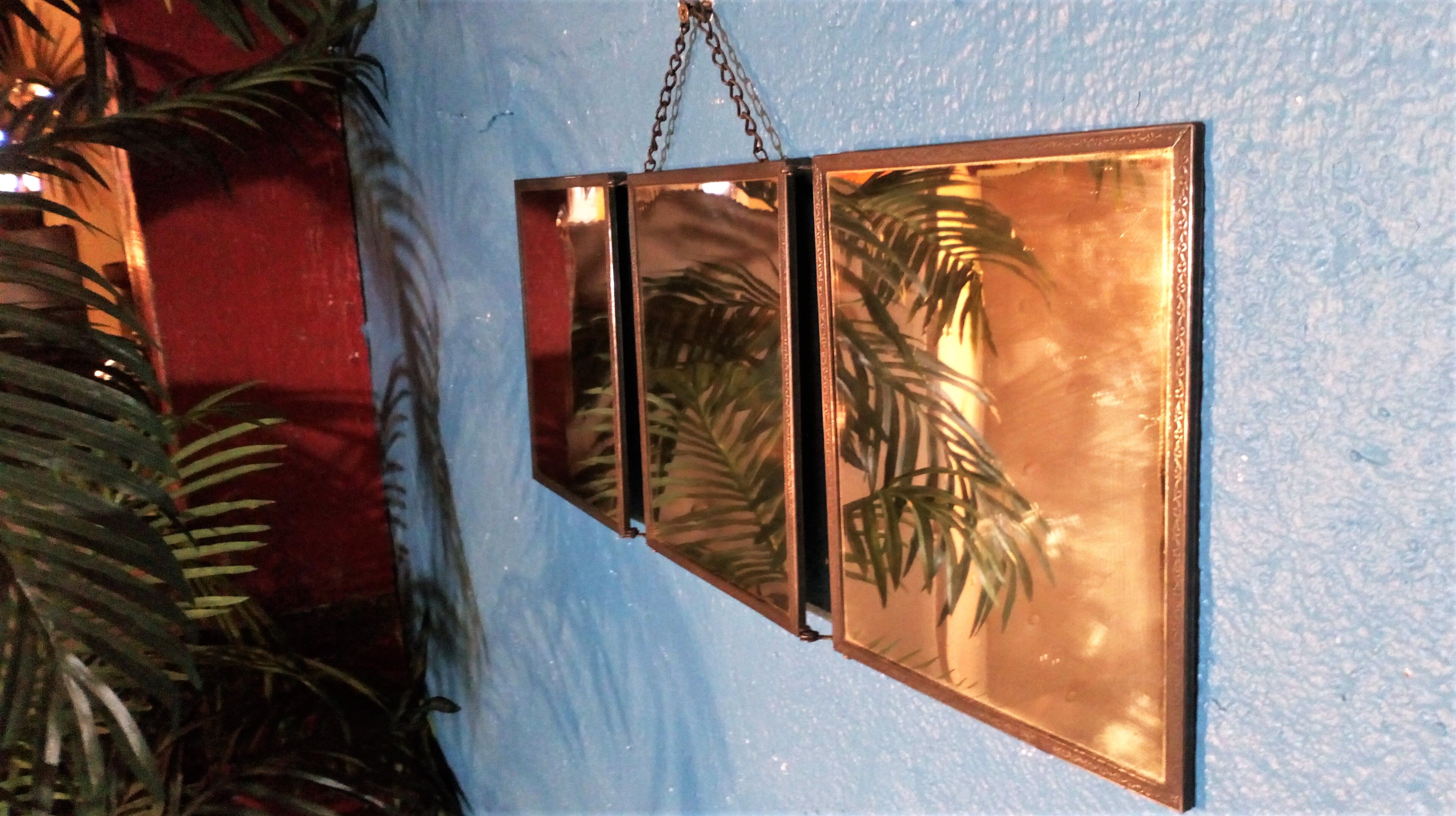 Mirror barber triptych early twentieth century 57x21cm