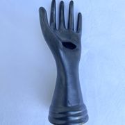 Single flower holder in shiny black ceramic, Vallauri spirit.