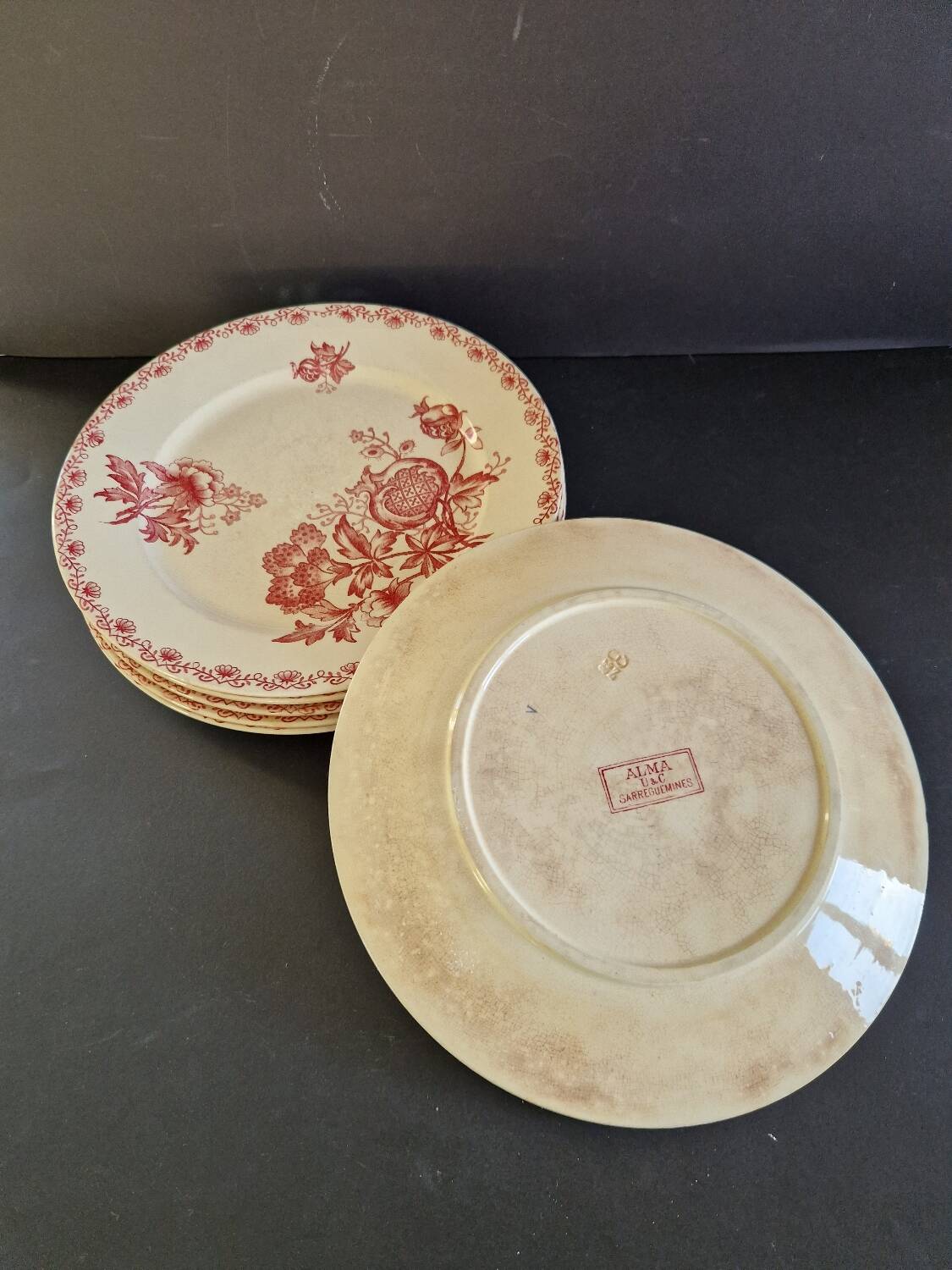 Set of 6 dinner plates from Sarreguemines, Alma model