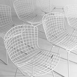 Set of 7 white coated wire chairs by Harry Bertoia for Knoll, 1970s