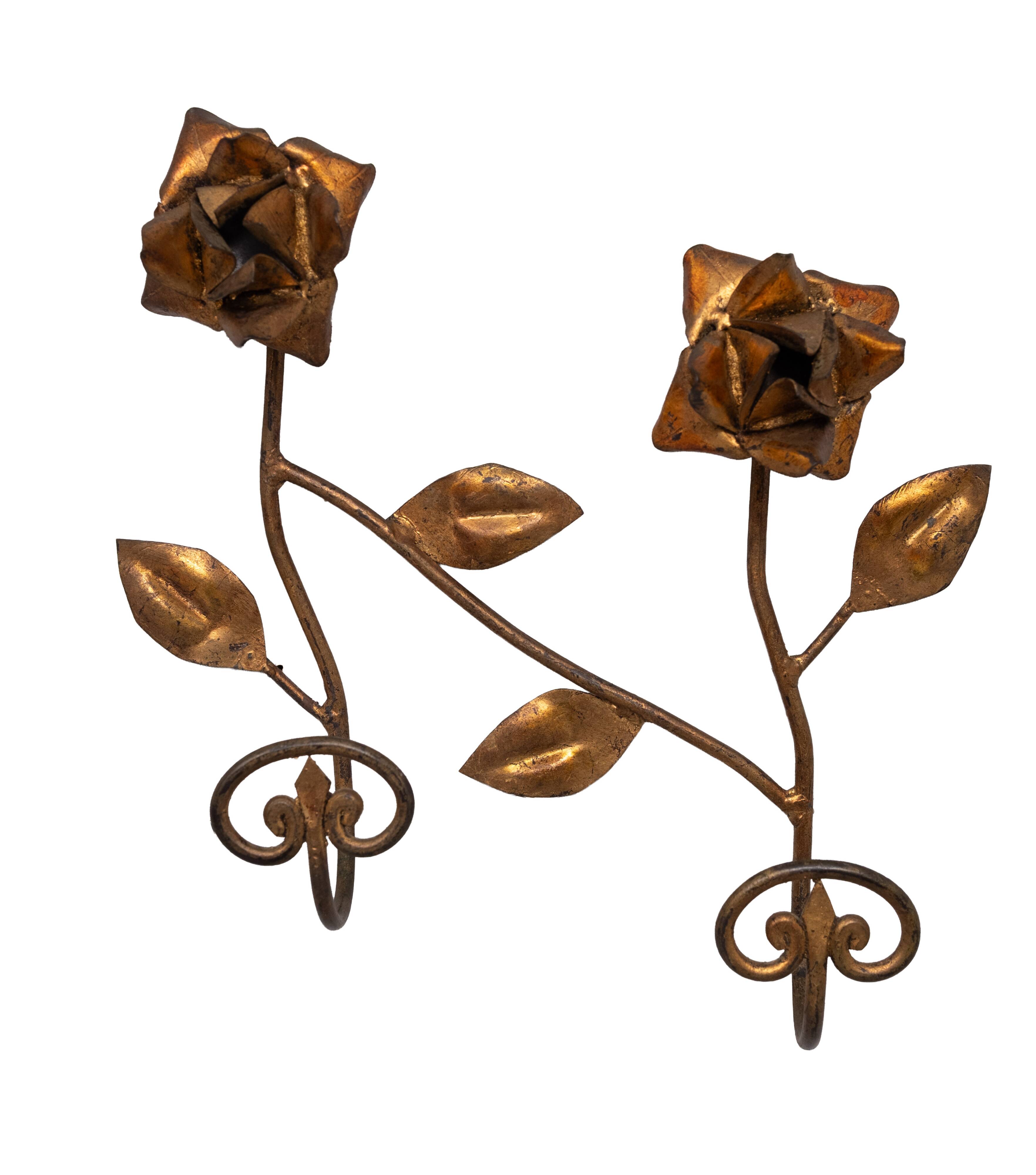 set Gilded Metal wall coat racks 1950s France