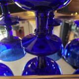 Vintage 70s-80s Stemmed Bowls in Cobalt Blue Glass