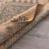 3x9 Mustard Light Blue Turkish Runner Rug 79x280Cm