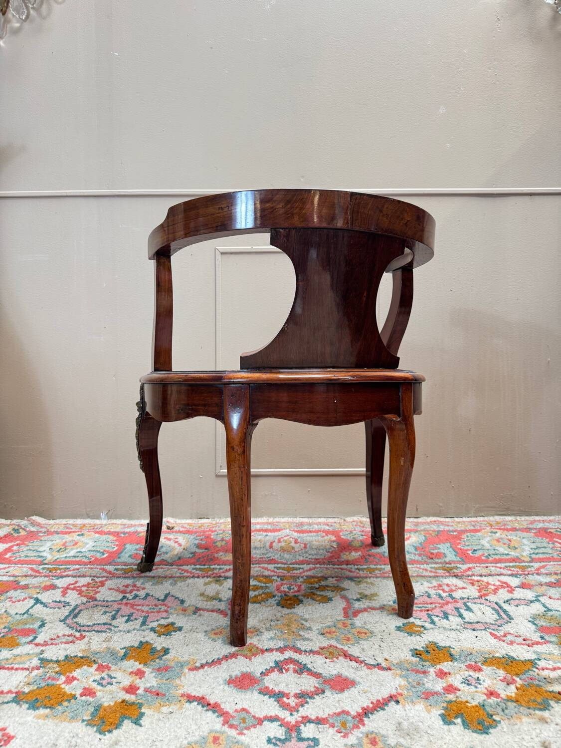 Louis XV style marquetry office chair, 19th century.