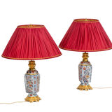 Pair of Imari porcelain and bronze lamps, circa 1880