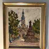 Tableau huile sur carton  signé C.Quillet