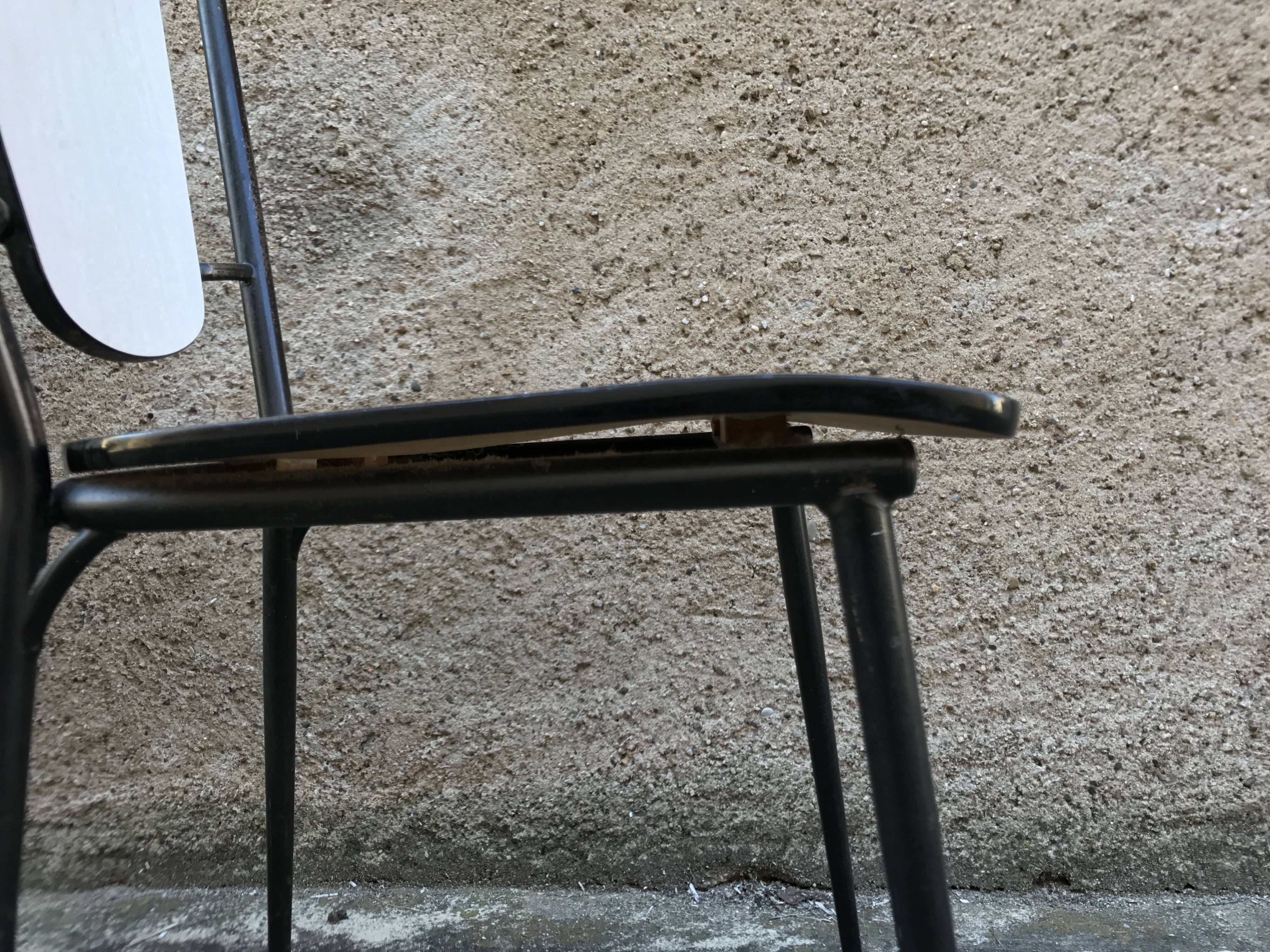 Series of 4 metal and formica chairs 1950/1960