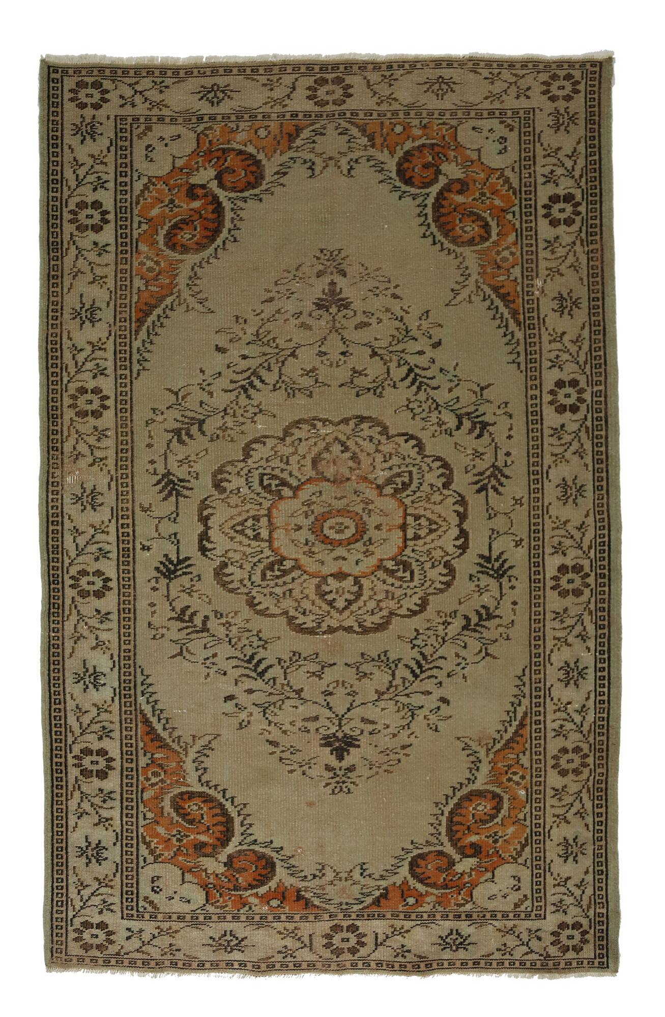 Tapis Oushak Ancien – Motifs Floraux, 174 x 274 cm