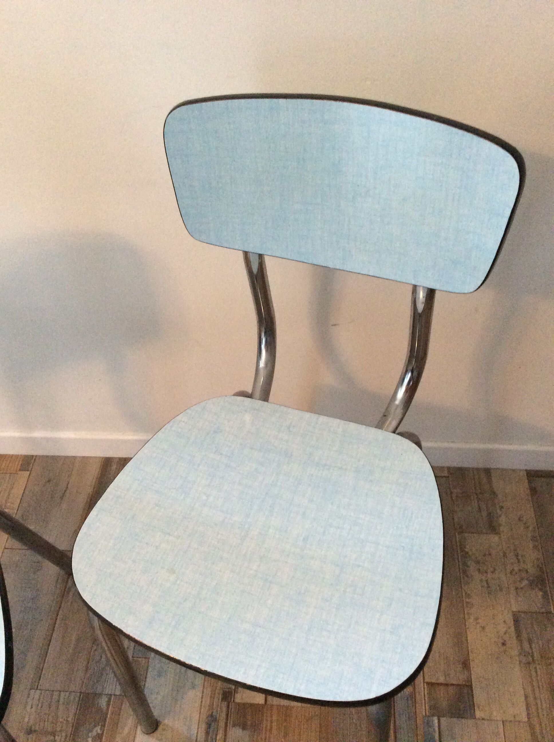 Lot of 2 blue formica chairs from the 50s-60s