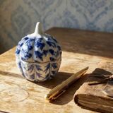 Small blue and white hand-painted vintage Chinese porcelain jewellery box.