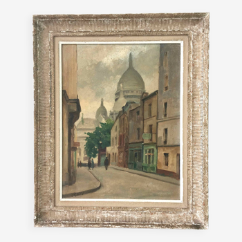Tableau ancien huile Montmartre 1900