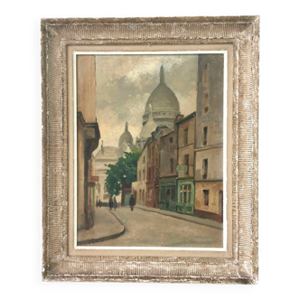 Tableau ancien huile Montmartre 1900