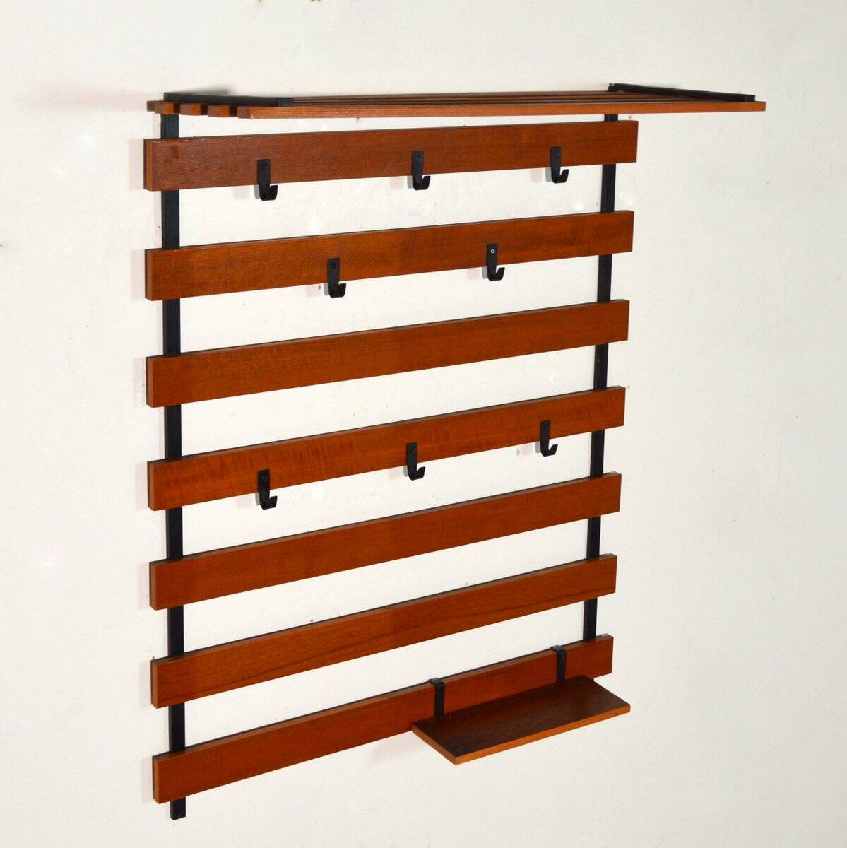 Scandinavian entrance locker Teak and metal 1960s