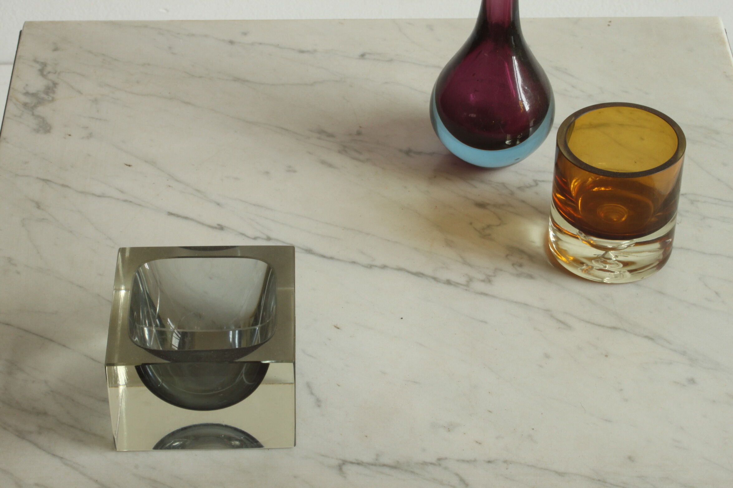 Square carrara marble side table, 1960