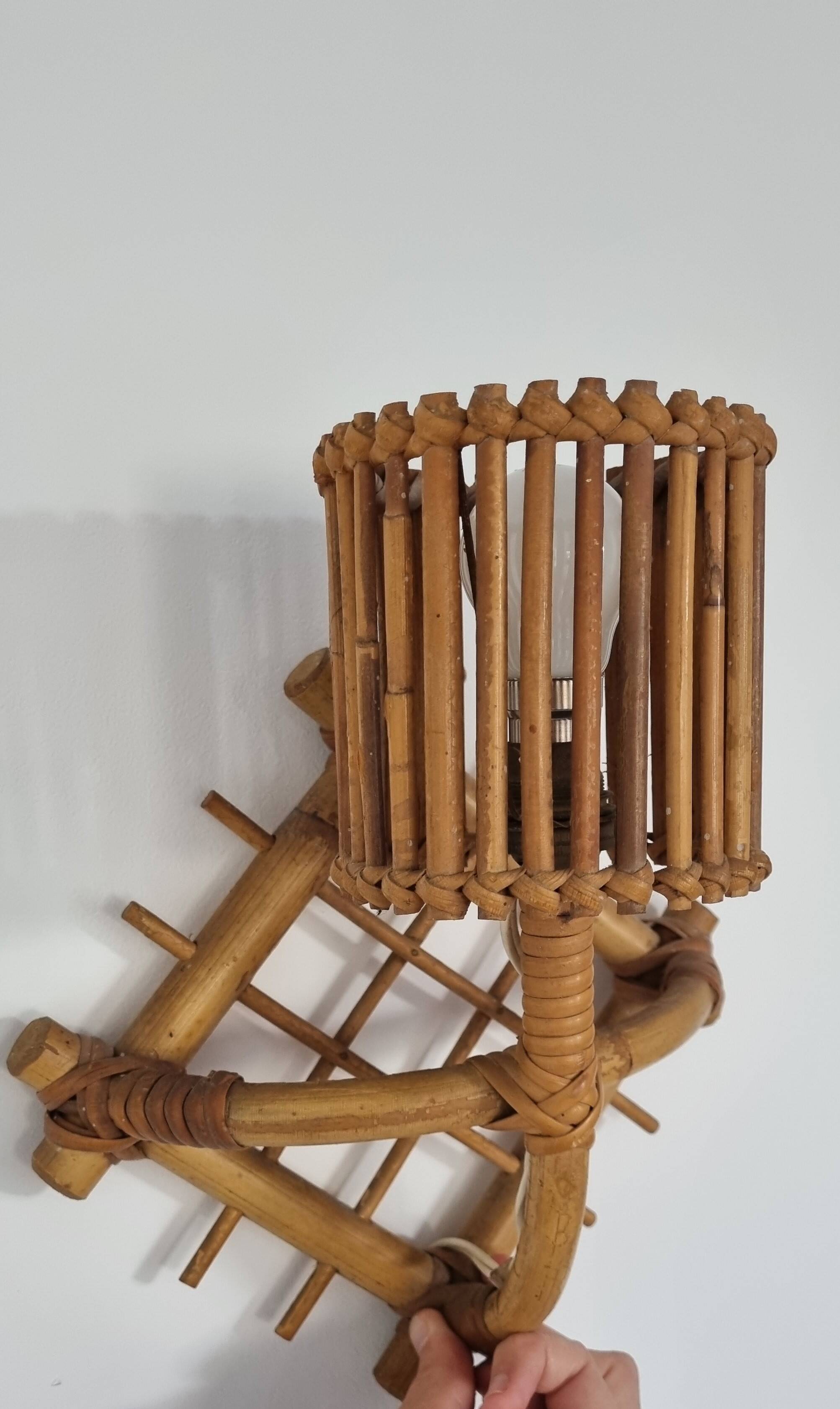Vintage rattan wall lamp