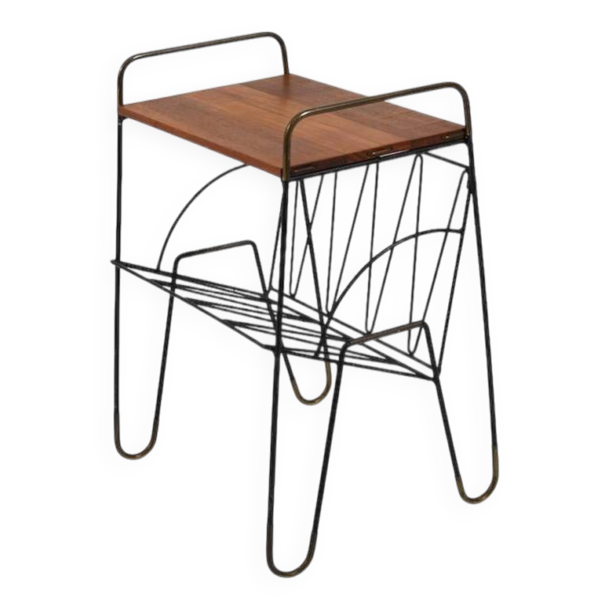 Mid Century Danish Side Table with Magazine Rack