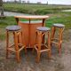 Bar en rotin et 3 tabourets
