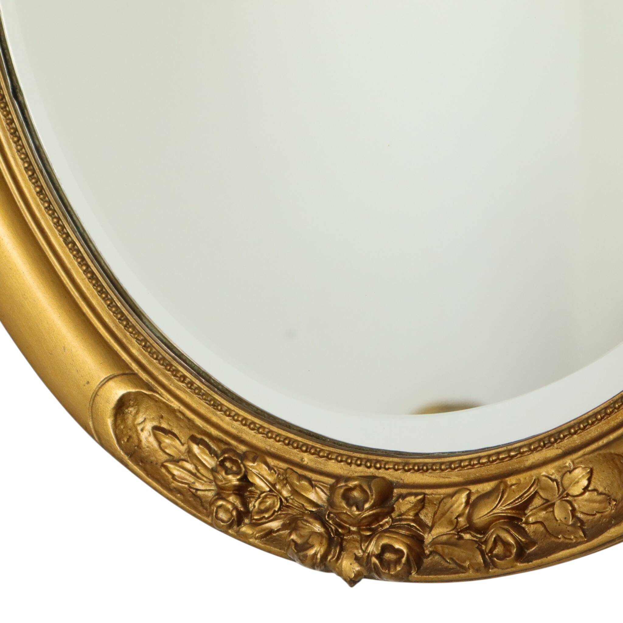 French Oval Bevelled Mirror with Rose Gold Finish 58cm