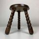 Pair of 2 midcentury brutalist modernist wood turned stools, ca 1950s