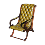 Chesterfield Victoria chair in green leather.