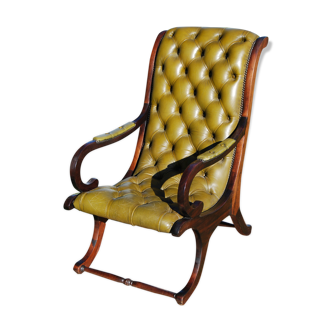 Chesterfield Victoria chair in green leather.