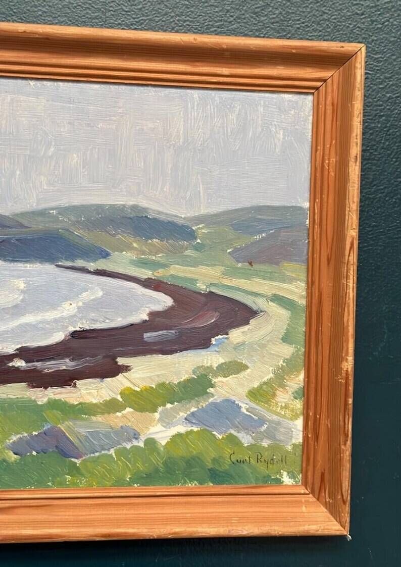Original Swedish Oil on Panel – “Coastal Landscape” by Curt Rydell – Signed – Vintage & Framed – 33 × 40 cm (13" × 15.7")