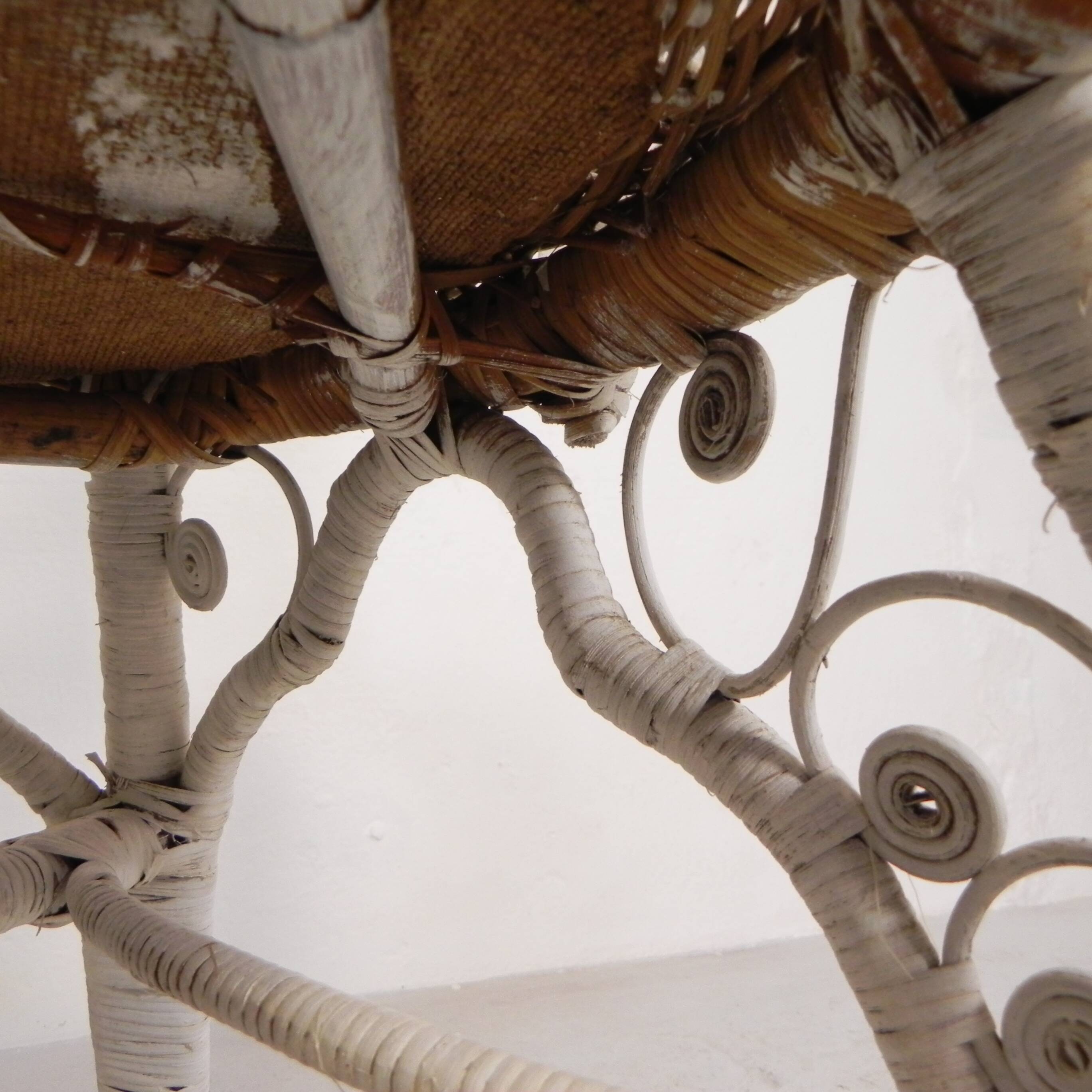 Vintage bamboo, rattan armchair with armrests, 1950s