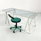Glass and metal trestle desk by Rodney Kinsman for Bieffeplast, 80