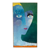 Portrait of a woman, modern abstract, oil on canvas signed 1992.