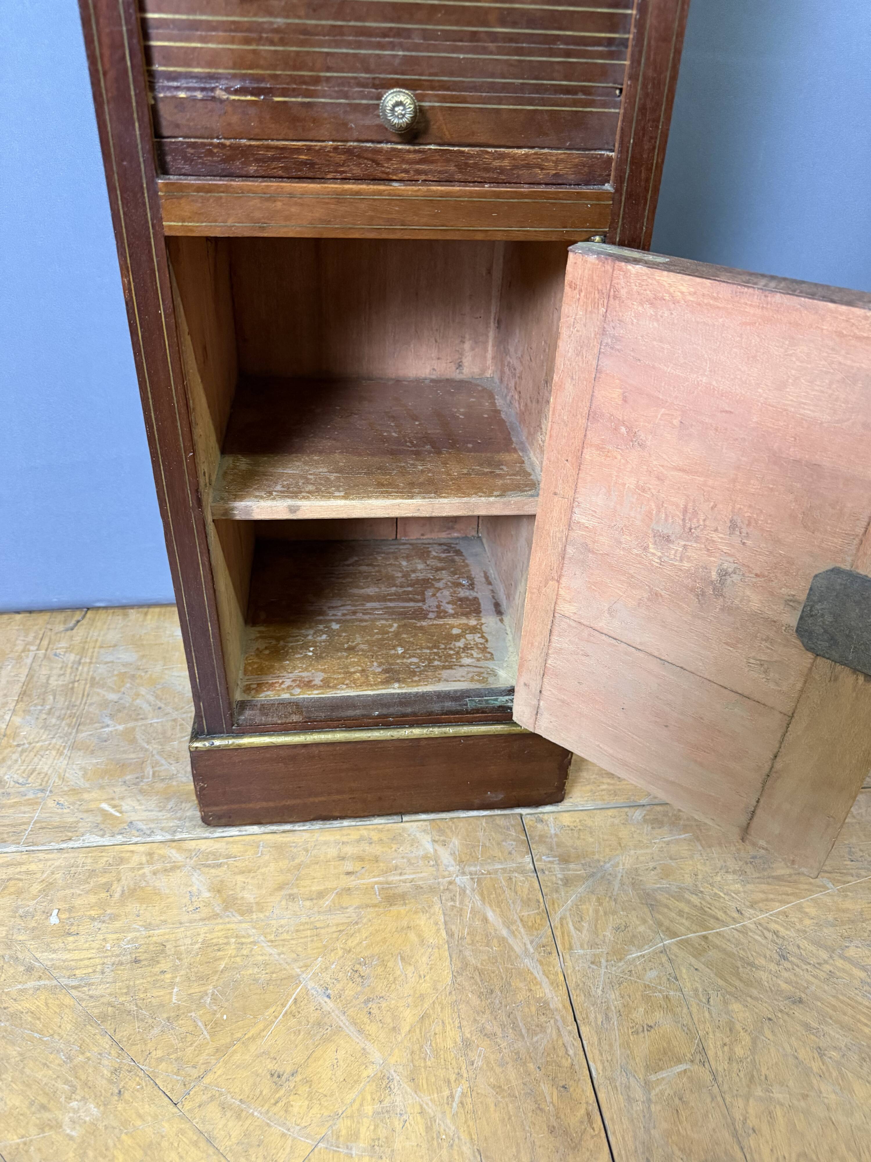 Directoire bedside table in mahogany and brass