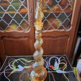 Decanter/bottle in molded glass d'empoli amber yellow color