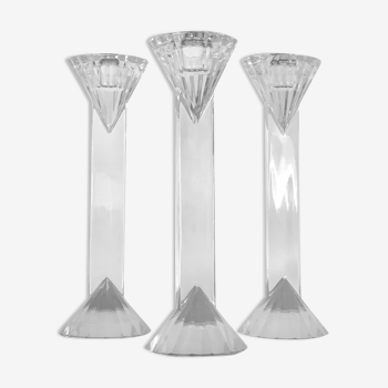 Set of 3 vintage crystal candle holders