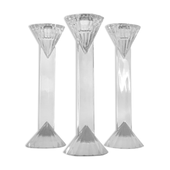 Set of 3 vintage crystal candle holders