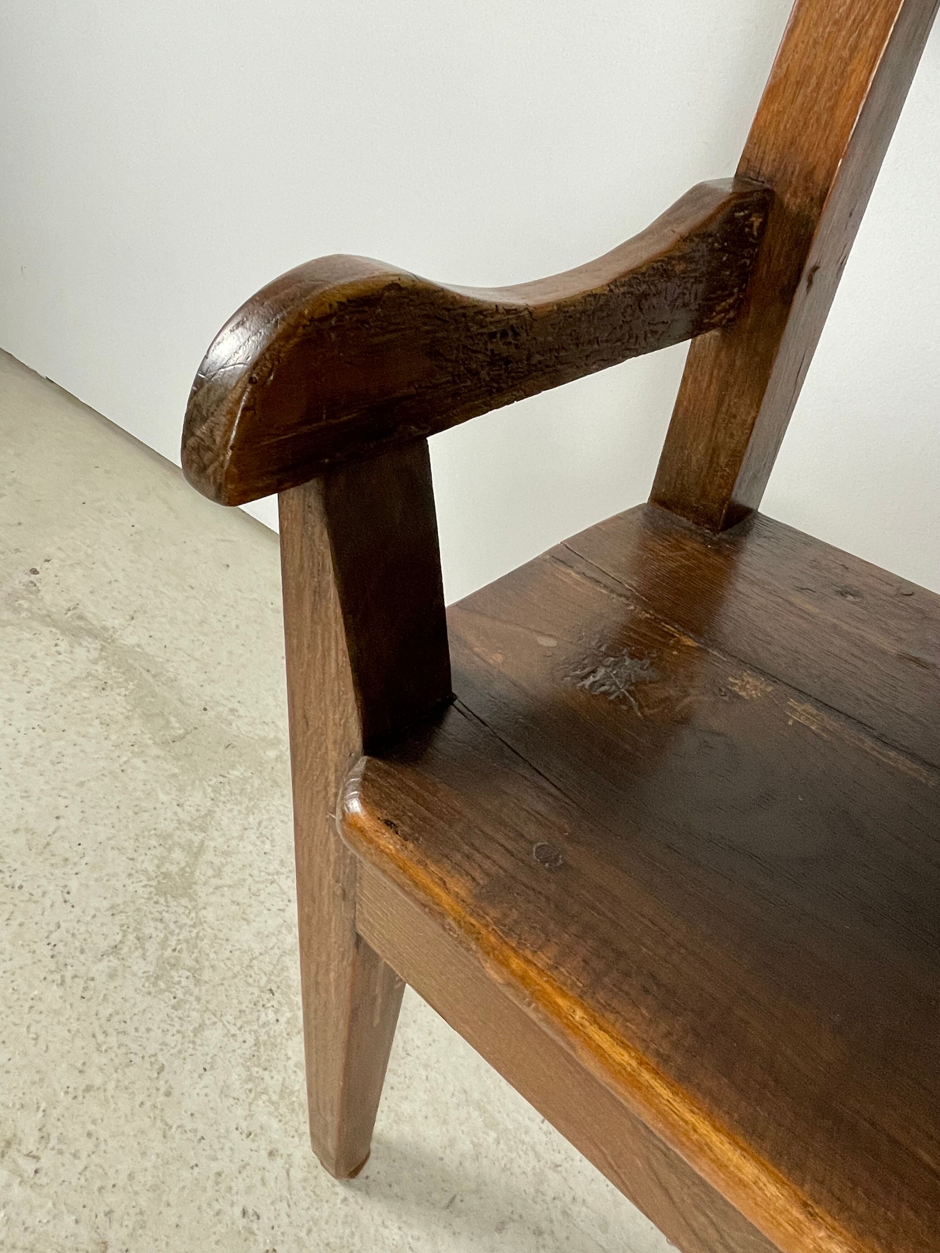 Solid oak bench. Folk art