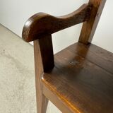 Solid oak bench. Folk art