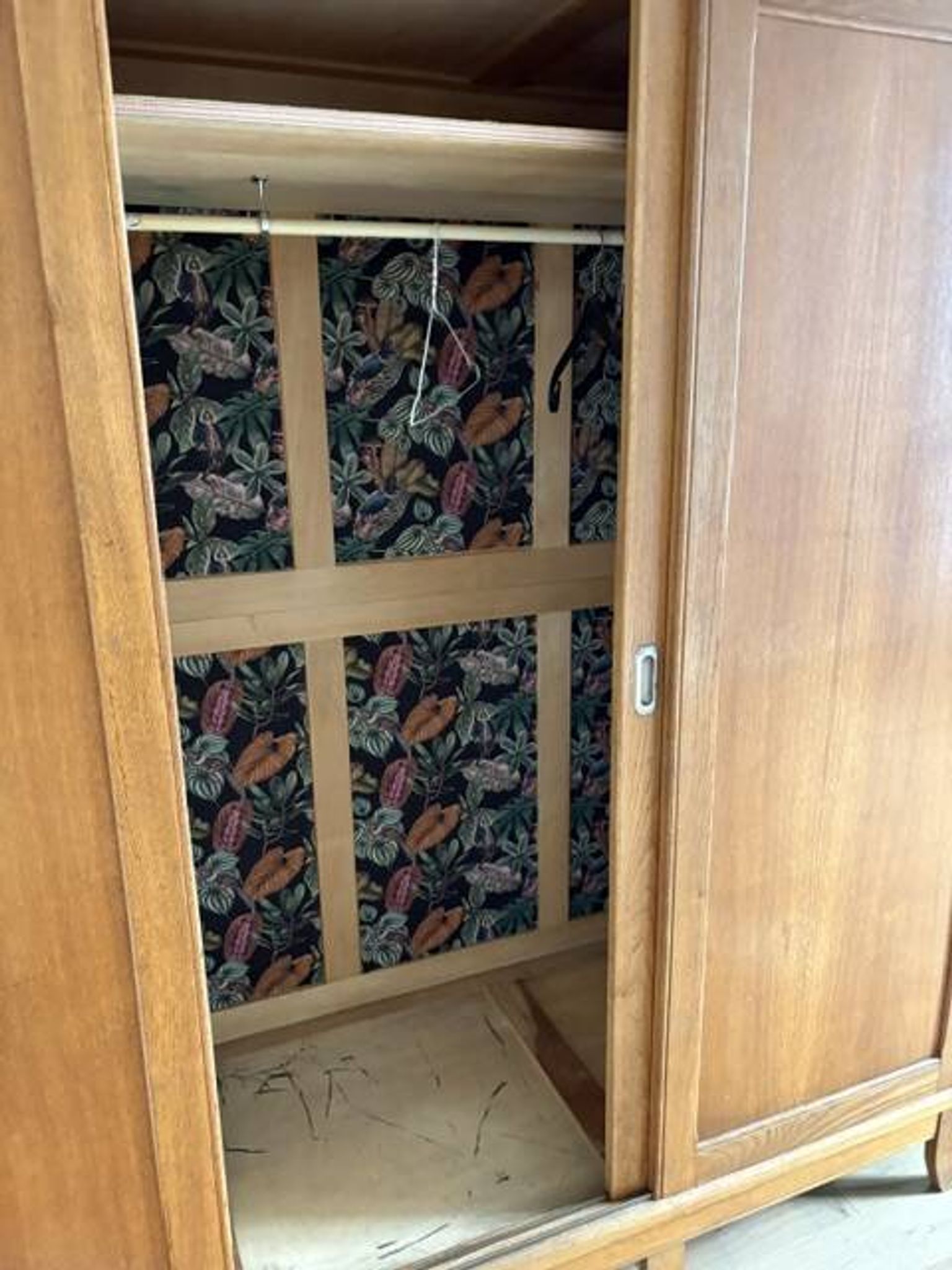 Large vintage Scandinavian wardrobe with 3 sliding doors.