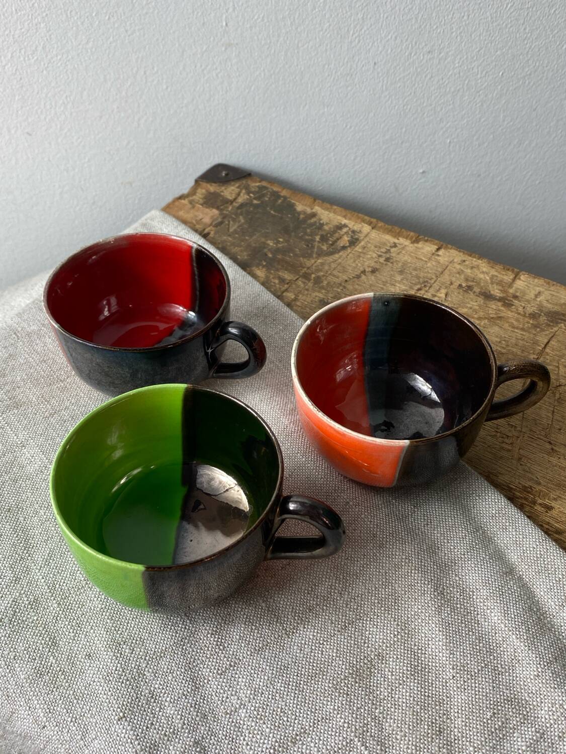 Six Vallauris ceramic coffee cups
